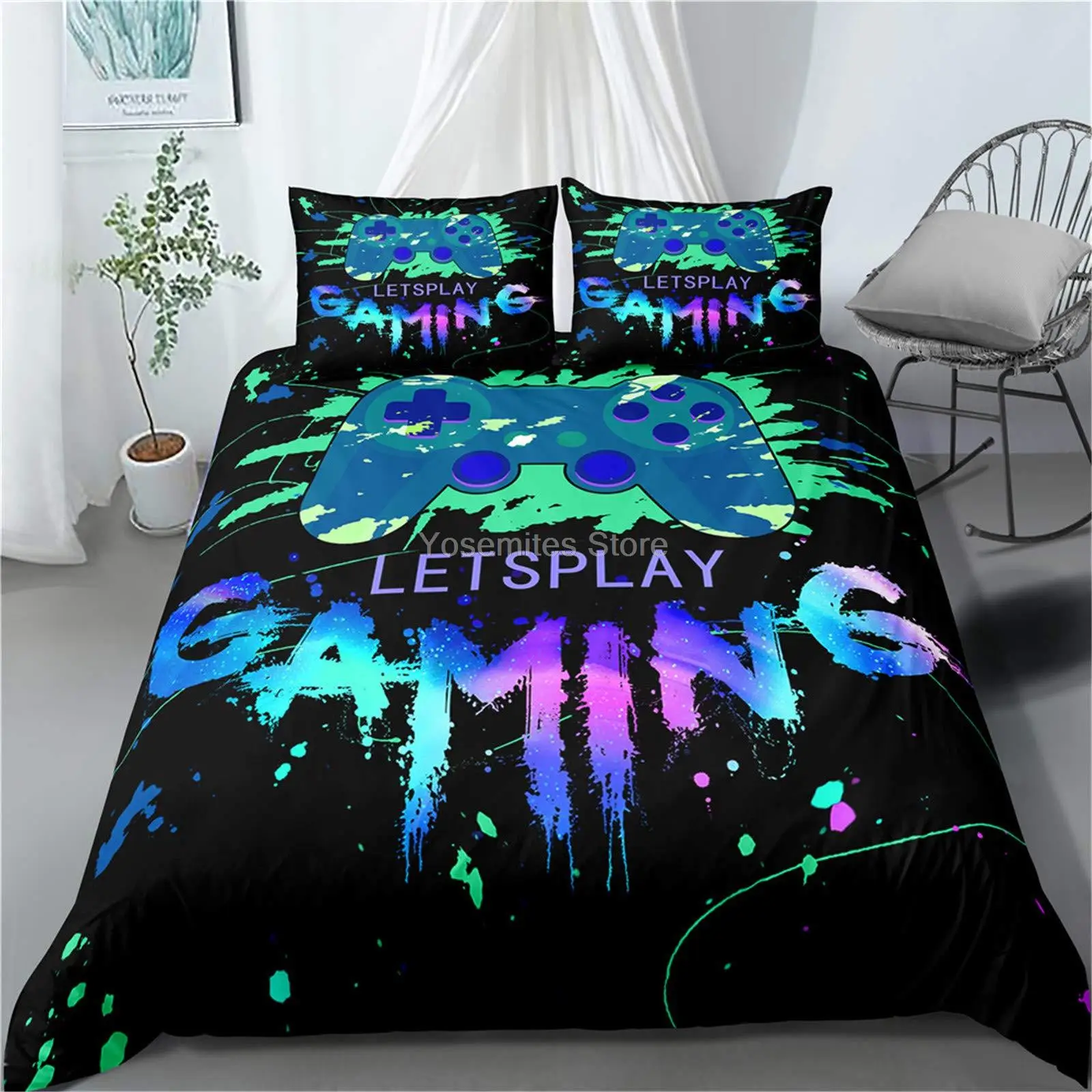 Gaming Bedding Set Twin Size Game Comforter Cover for Boys Girls Kids Teens Soft Microfiber Colorful Modern Buttons Video Game D
Gaming Bedding Set Twin Size Game Comforter Cover for Boys Girls Kids Teens Soft Microfiber Colorful Modern Buttons Video Game D