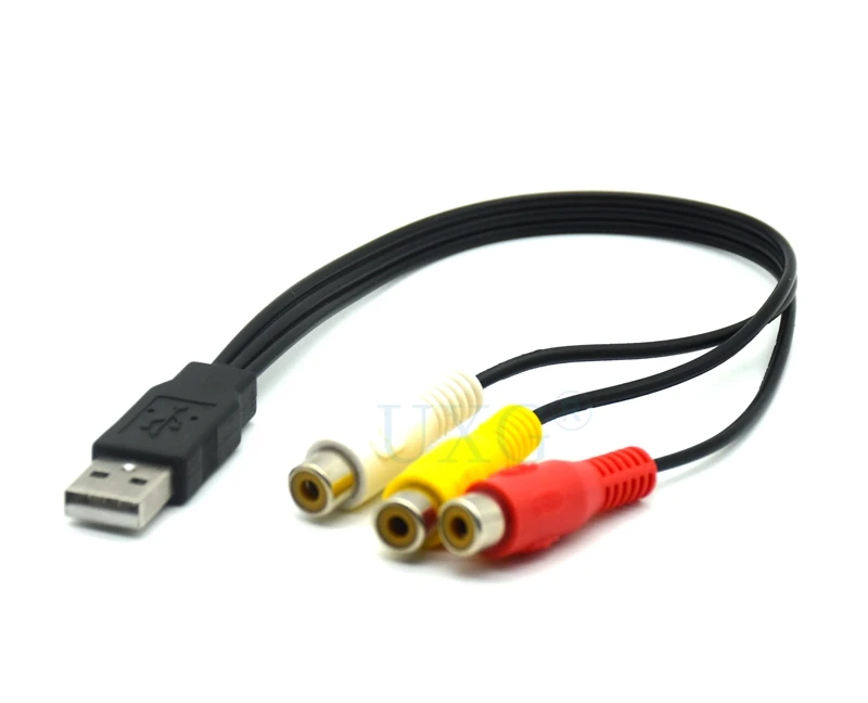 1 шт. USB штекер к 3 RCA Женский адаптер аудио преобразователь видео AV A/V кабель на для