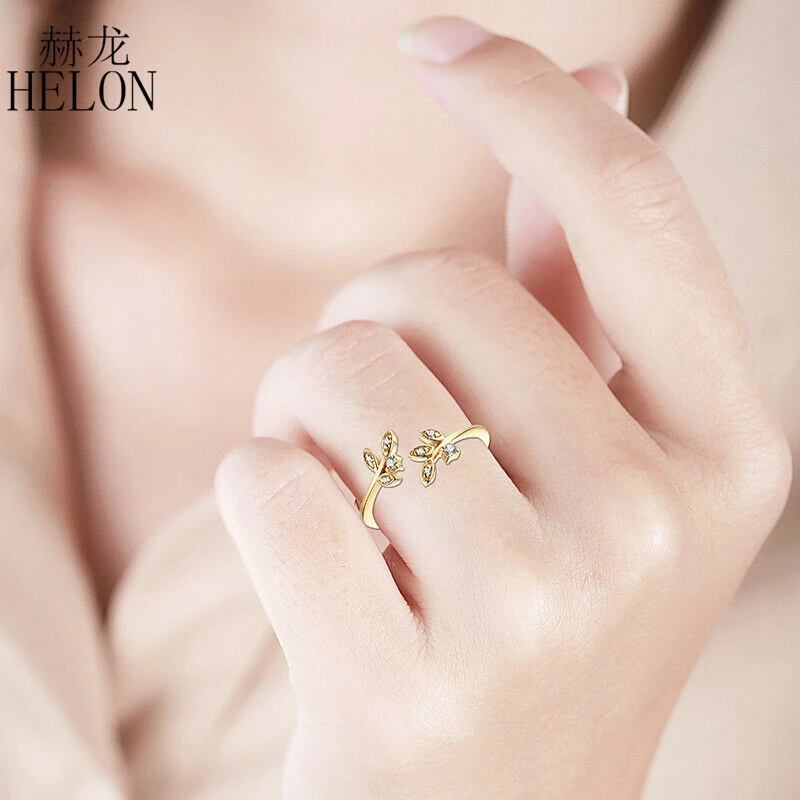 HELON Real 14K Yellow Gold AU585 VVS/DEF Test Positive Moissanite Diamond Women Trendy Fine Jewelry leaf Engagement Wedding Ring
HELON Real 14K Yellow Gold AU585 VVS/DEF Test Positive Moissanite Diamond Women Trendy Fine Jewelry leaf Engagement Wedding Ring