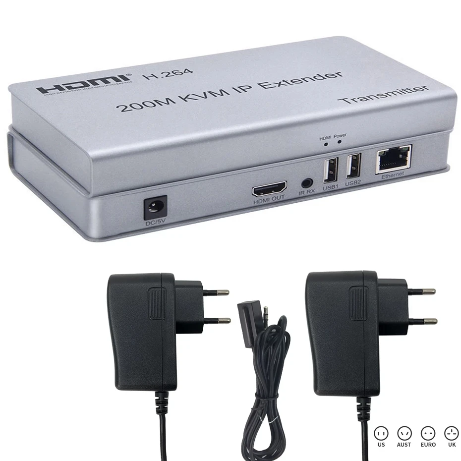 200M KVM HDMI Extender By RJ45 Ethernet Cat5e Cat6 Cable Converter TX RX Support USB Mouse Keyboard Extension With Wide IR By IP