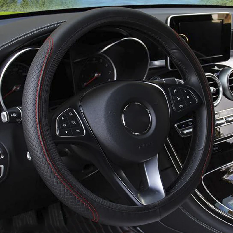 

Universal Car Fiber skin Steering Wheel Cover Breathable Elasti Car Auto Elastic Skid Proof Steering-wheel Covers Car Styling