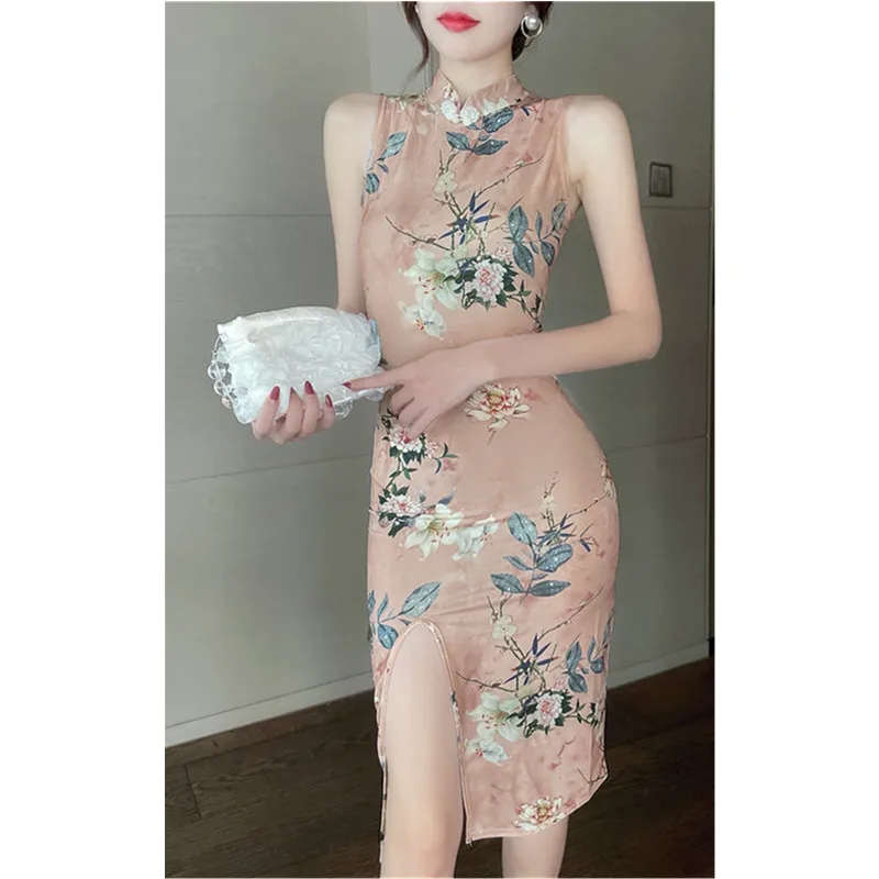 2021 New Temperament Women's Slit Sexy Sleeveless Cheongsam Dress 
2021 New Temperament Women's Slit Sexy Sleeveless Cheongsam Dress