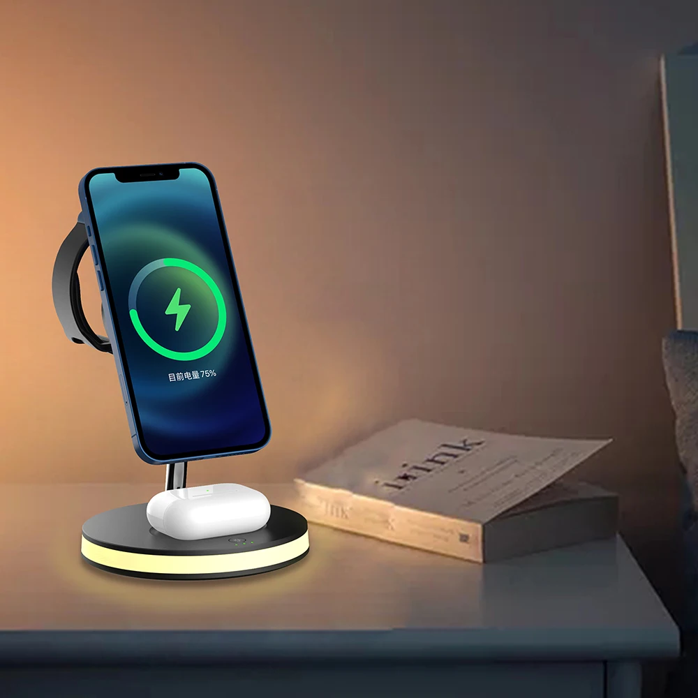 15W Fast Wireless Charger for Magsafe iPhone 12 Pro/Mini 4 in 1 Magnetic Charging Station With Touch Light for Apple Watch/Airpo
15W Fast Wireless Charger for Magsafe iPhone 12 Pro/Mini 4 in 1 Magnetic Charging Station With Touch Light for Apple Watch/Airpo