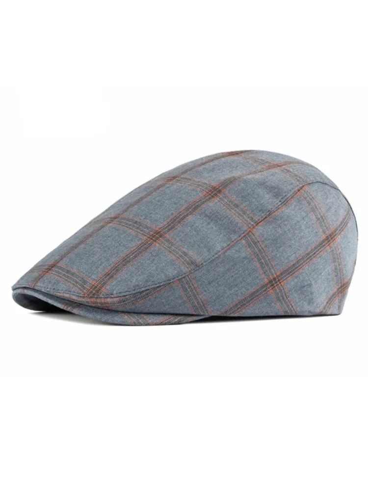 

Gatsby Cap Plaids Beret Hat Men British Style Male Falt Cap Spring Summer Male Ivy Retro Black Navy Checked Hat