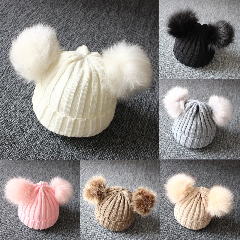 Winter Warm Boy Girls Natural Fur Ball Beanie Kids Caps Baby Knit Hat Double Faux Fur Pom Pom Hats Two Fur Pompoms Bonnets
Winter Warm Boy Girls Natural Fur Ball Beanie Kids Caps Baby Knit Hat Double Faux Fur Pom Pom Hats Two Fur Pompoms Bonnets