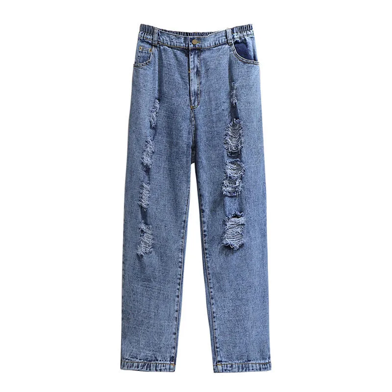 Vintage High Waist Woman Jeans Casual Elastic Plus Size Denim Pants Streetwear Hole Mom Jeans Loose Mujer Pantalones 6XL Q3336
Vintage High Waist Woman Jeans Casual Elastic Plus Size Denim Pants Streetwear Hole Mom Jeans Loose Mujer Pantalones 6XL Q3336