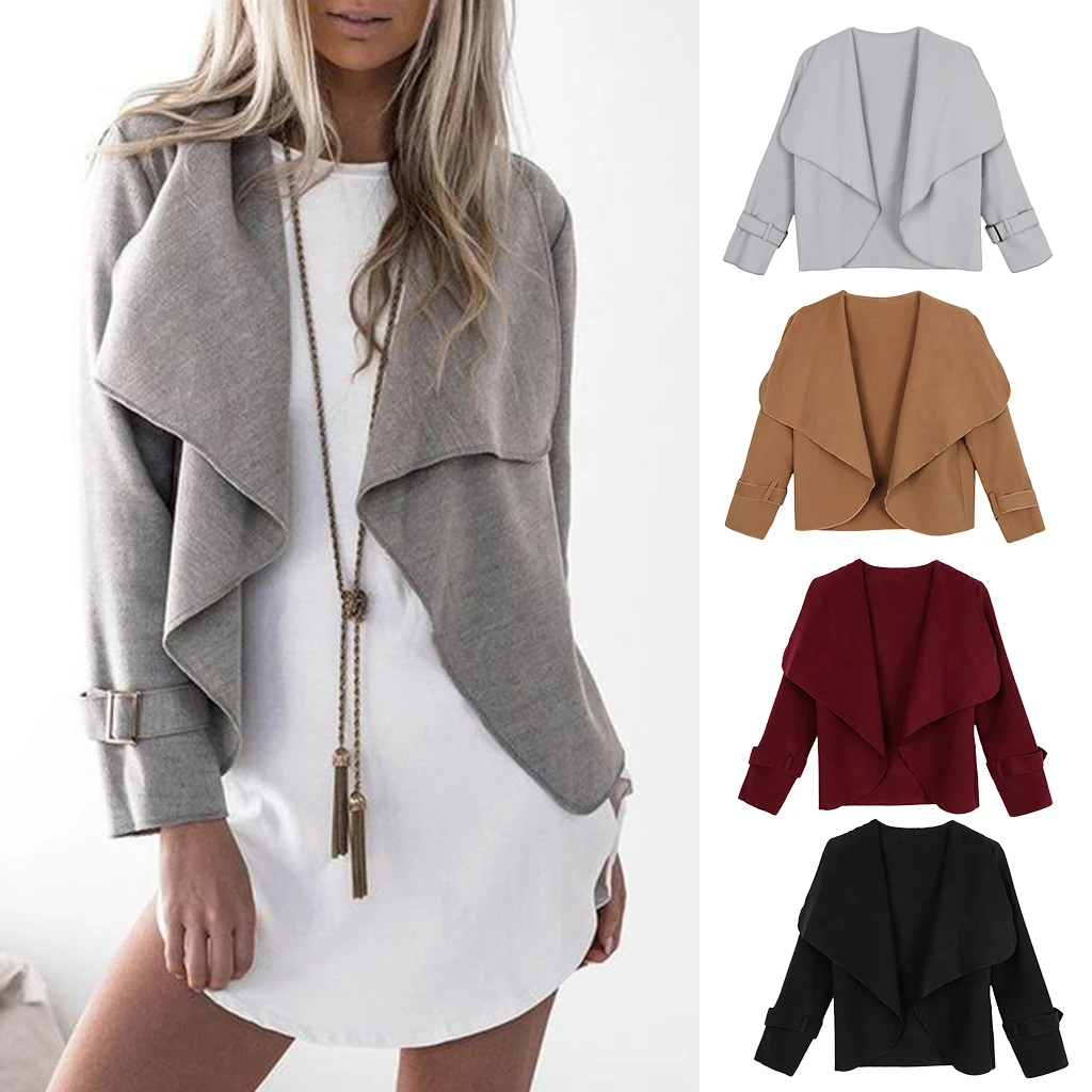 Ladies Open Front Long Sleeve Solid Woolen Short Lapel Coat Cardigan Warm Casual Jacket Overcoat
Ladies Open Front Long Sleeve Solid Woolen Short Lapel Coat Cardigan Warm Casual Jacket Overcoat