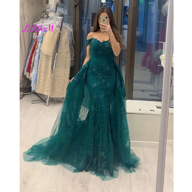 Muslim Evening Dress 2020 Mermaid Lace Beaded Detachable Train Tulle Evening Gowns Off Shoulder Prom Dresses Long
Muslim Evening Dress 2020 Mermaid Lace Beaded Detachable Train Tulle Evening Gowns Off Shoulder Prom Dresses Long