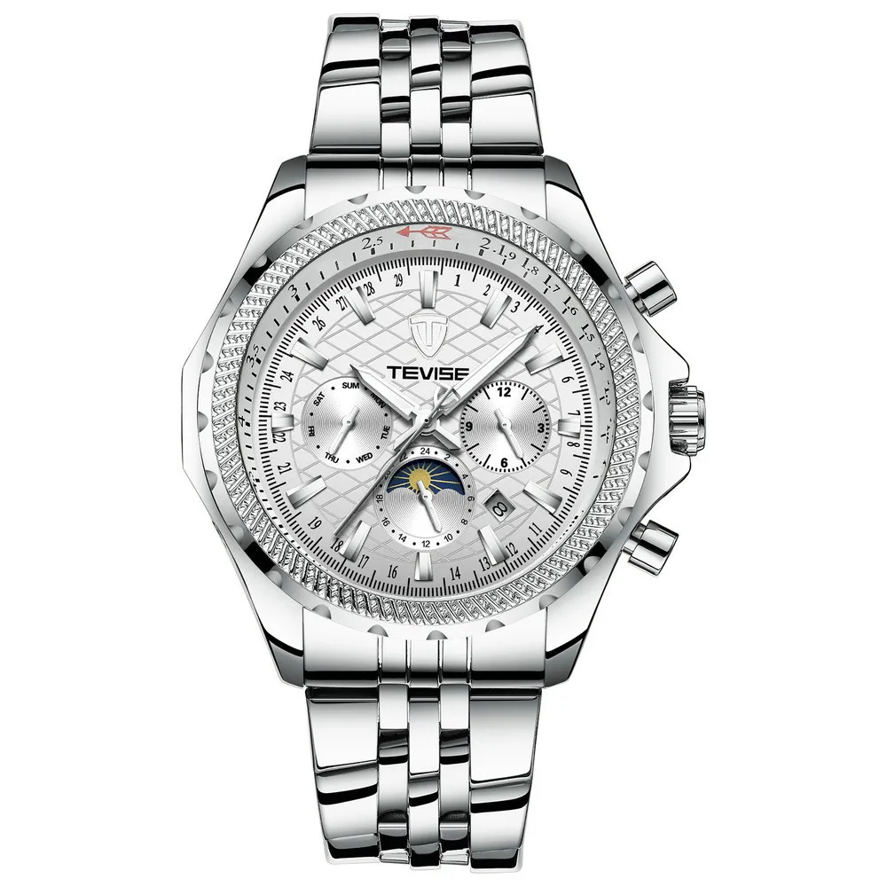Tevise T841B fashion casual automatic mechanical men's multifunctional six-needle water watch
Tevise T841B fashion casual automatic mechanical men's multifunctional six-needle water watch
