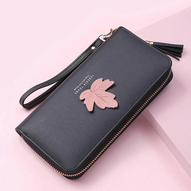 New Fashion Maple Leaf Women Wallet Zipper Large Capacity Wrist Clutch Bag Brand Designed Leather Coin Purse Female Card Holder
New Fashion Maple Leaf Women Wallet Zipper Large Capacity Wrist Clutch Bag Brand Designed Leather Coin Purse Female Card Holder