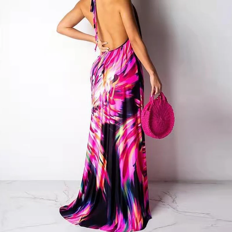 Elegant Party Floral Print Maxi Dresses Women Backless Halter Long Summer Dress Sleeveless Vestidos Boho Beach Robe
Elegant Party Floral Print Maxi Dresses Women Backless Halter Long Summer Dress Sleeveless Vestidos Boho Beach Robe