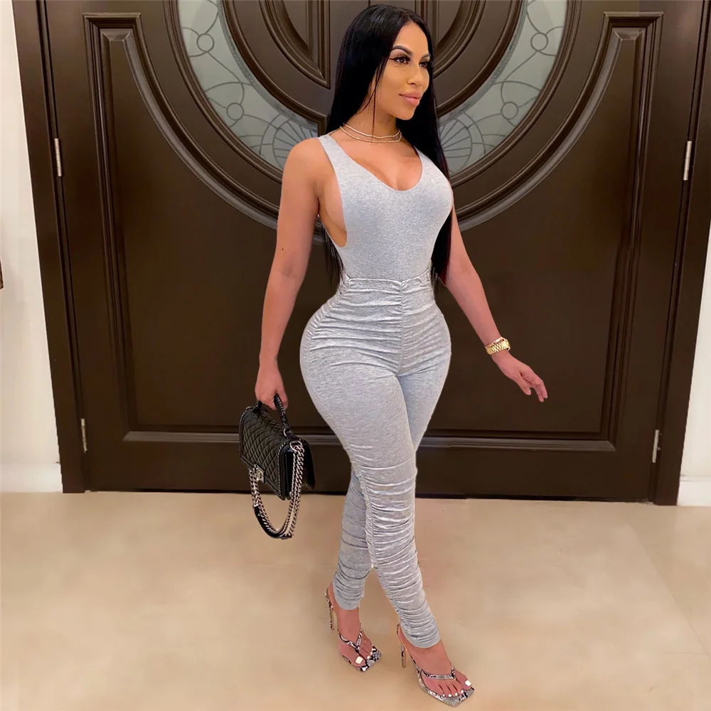 Stacked Pants Two Pieces Set for Women V Neck Bodysuit Long Pants Sexy Ladies 2PCS Outfits Casual Femme Tracksuits
Stacked Pants Two Pieces Set for Women V Neck Bodysuit Long Pants Sexy Ladies 2PCS Outfits Casual Femme Tracksuits