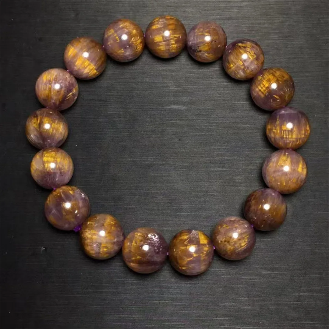 12mm Natural Purple Gold Rutilated Quartz Bracelet For Women Men Gift Wealth Crystal Beads Stone Gemstone Strands Jewelry AAAAA 
12mm Natural Purple Gold Rutilated Quartz Bracelet For Women Men Gift Wealth Crystal Beads Stone Gemstone Strands Jewelry AAAAA