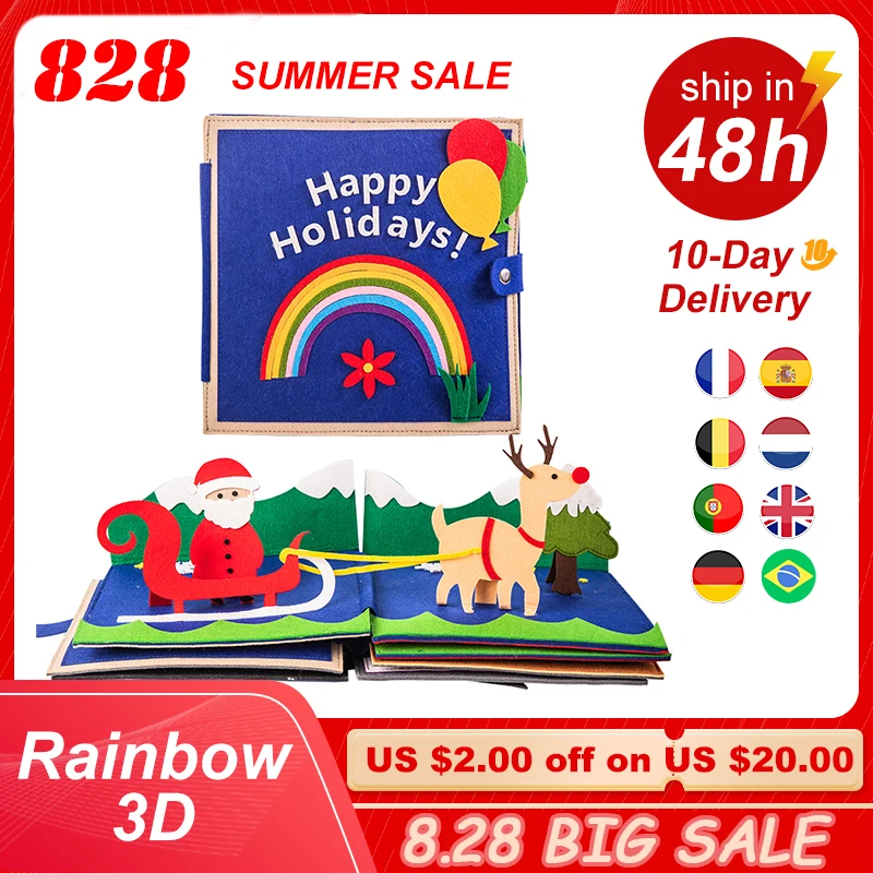 Rainbow 3D Baby Cloth Book Holiday Detachable Splicing Interactive Storybook Christmas Halloween Sleigh Elk Witch Complete
Rainbow 3D Baby Cloth Book Holiday Detachable Splicing Interactive Storybook Christmas Halloween Sleigh Elk Witch Complete