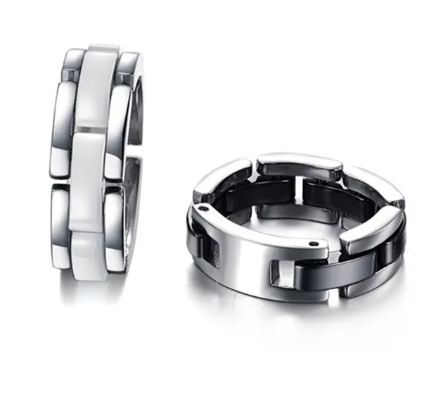 Фото Модные черные/белые однорядные керамические кольца из нержавеющей стали для