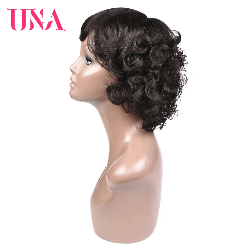 Женские парики из человеческих волос UNA короткие вьющиеся волосы 120% плотность 11