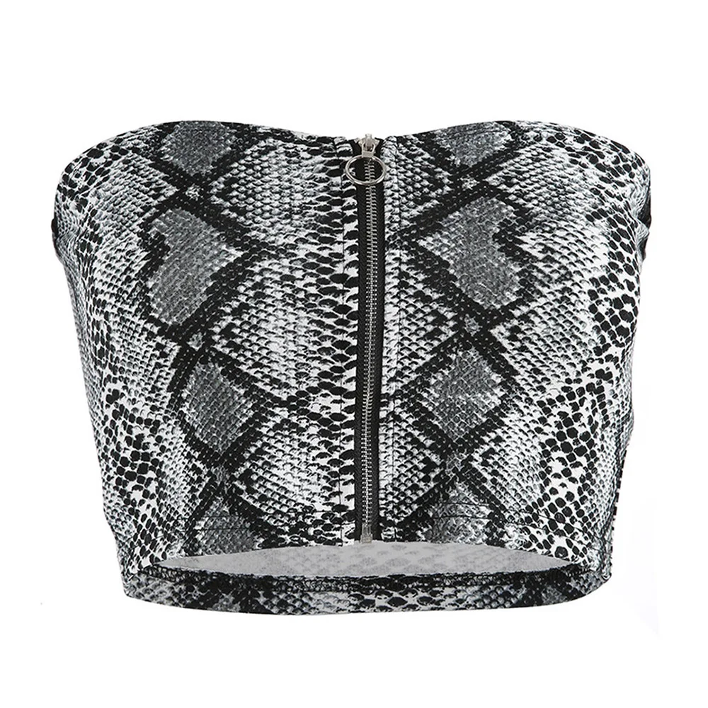 Sexy suspender vest women's new sexy zipper Snake Print breast wrapped women's Bra 
Sexy suspender vest women's new sexy zipper Snake Print breast wrapped women's Bra