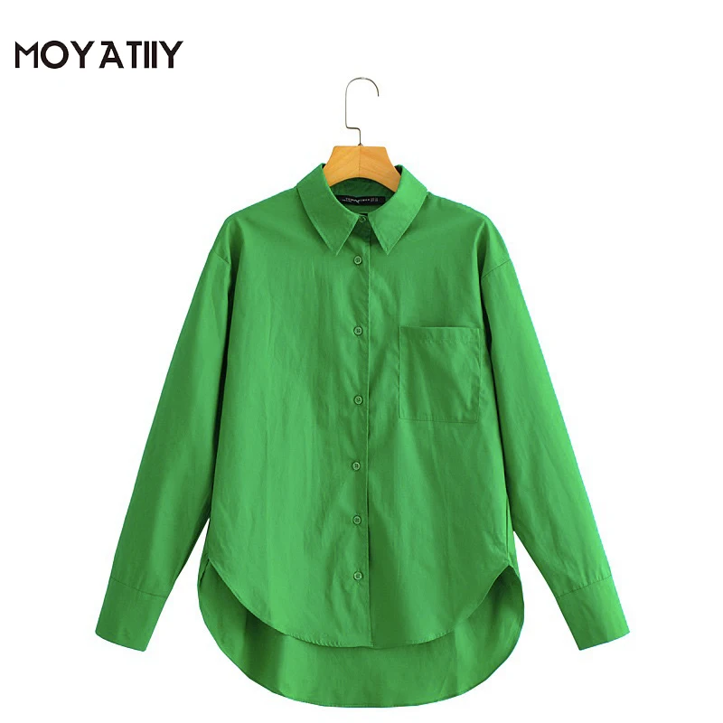 MOYATIIY Women 2021 Fashion Poplin Light Green Shirts Casual Asymmetry Design Blouse Shirts Long Sleeve Female Tops
MOYATIIY Women 2021 Fashion Poplin Light Green Shirts Casual Asymmetry Design Blouse Shirts Long Sleeve Female Tops