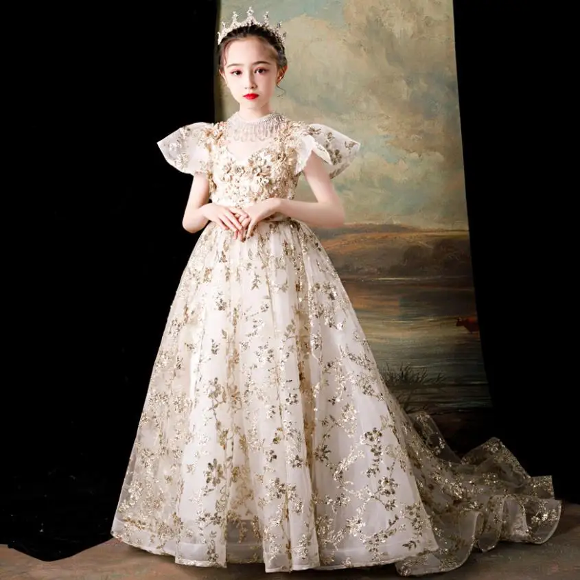 Children Sequins Beading Appliques Flower Girls Evening Gown Kids Catwalk Birthday Party Princess Dress For Girls Vestidos L1160
Children Sequins Beading Appliques Flower Girls Evening Gown Kids Catwalk Birthday Party Princess Dress For Girls Vestidos L1160