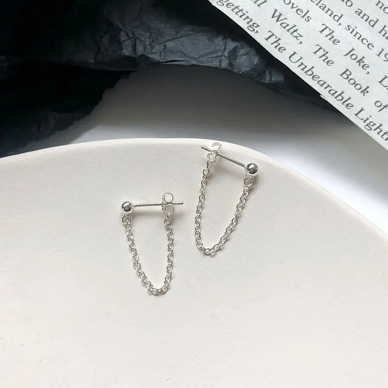 S925 sterling silver chain back hanging earrings ins style temperament simple design earrings stud earrings for sensitive ears
S925 sterling silver chain back hanging earrings ins style temperament simple design earrings stud earrings for sensitive ears