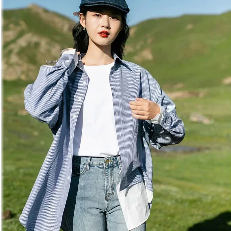 Zadily 2021 Autumn Women Long Sleeve Striped Splicing Casual Blouse Turn-down Collar Button Shirt Fashion Casual Shirts
Zadily 2021 Autumn Women Long Sleeve Striped Splicing Casual Blouse Turn-down Collar Button Shirt Fashion Casual Shirts