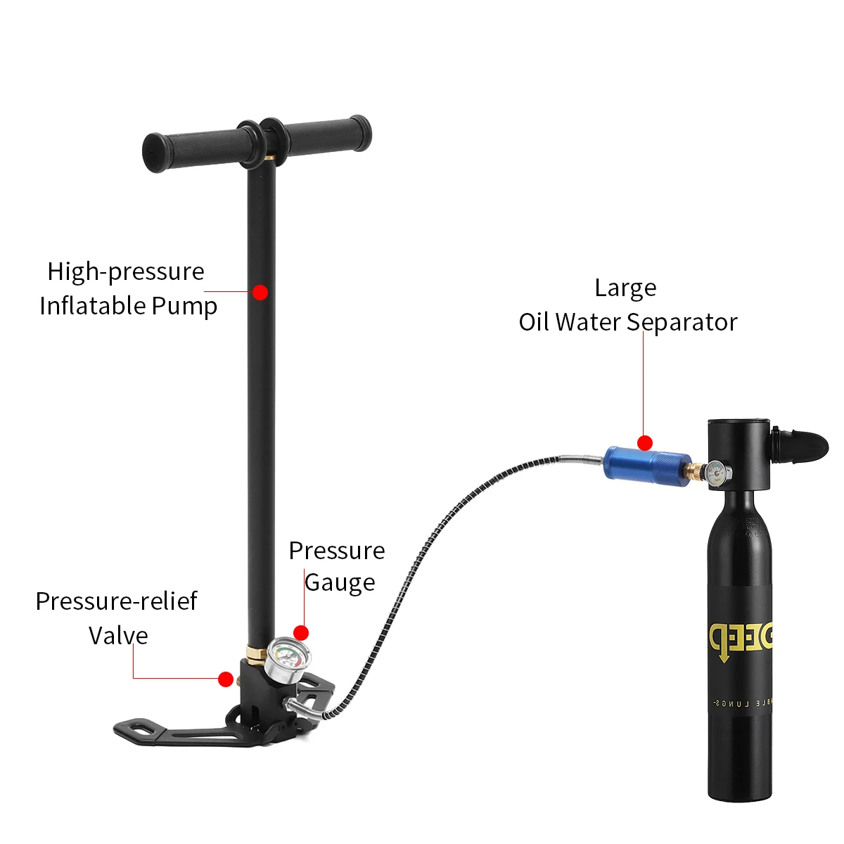 DIDEEP Diving System Mini Scuba Cylinder Scuba Oxygen Reserve Air Tank + Respirator Bag Hand Pump Snorkeling Diving Equipment
DIDEEP Diving System Mini Scuba Cylinder Scuba Oxygen Reserve Air Tank + Respirator Bag Hand Pump Snorkeling Diving Equipment
