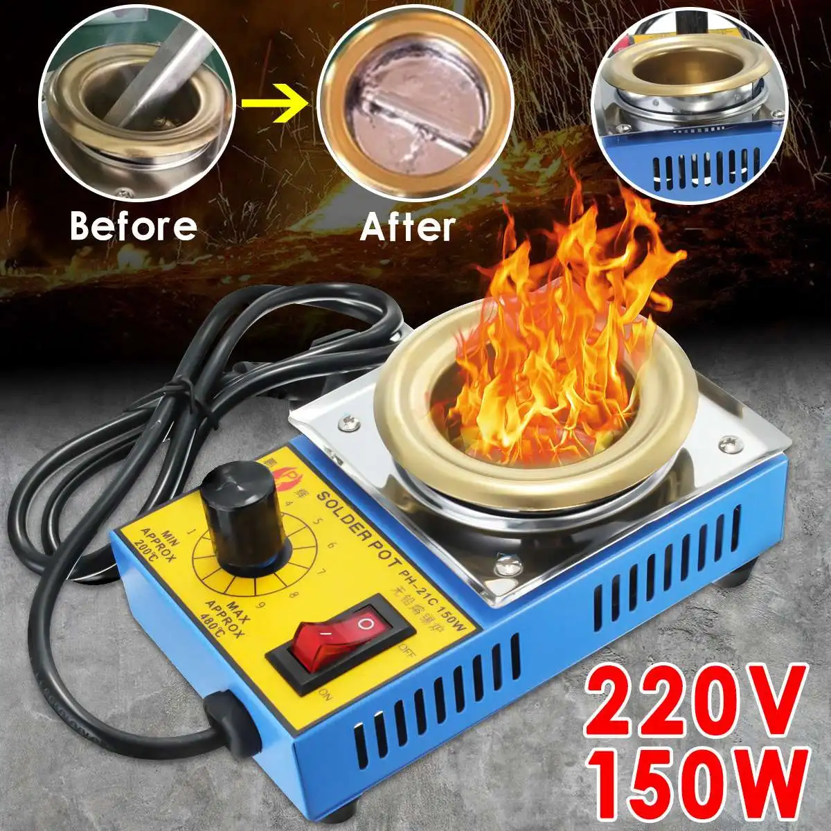 220V 150W 50mm Soldering Desoldering Stainless Steel Plate Solder Pot Desoldering Bath 200-480°C Electric Soldering Irons
220V 150W 50mm Soldering Desoldering Stainless Steel Plate Solder Pot Desoldering Bath 200-480°C Electric Soldering Irons