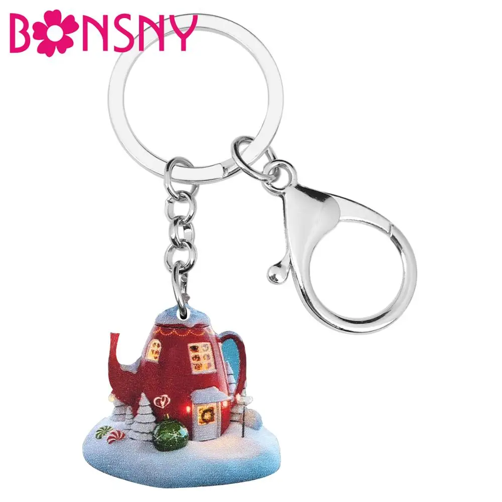 Bonsny Acrylic Christmas Anime Kettle Snow House Key chains Key Rings Bag Car Purse Keychains For Women Girl Men Decoration Gift
Bonsny Acrylic Christmas Anime Kettle Snow House Key chains Key Rings Bag Car Purse Keychains For Women Girl Men Decoration Gift