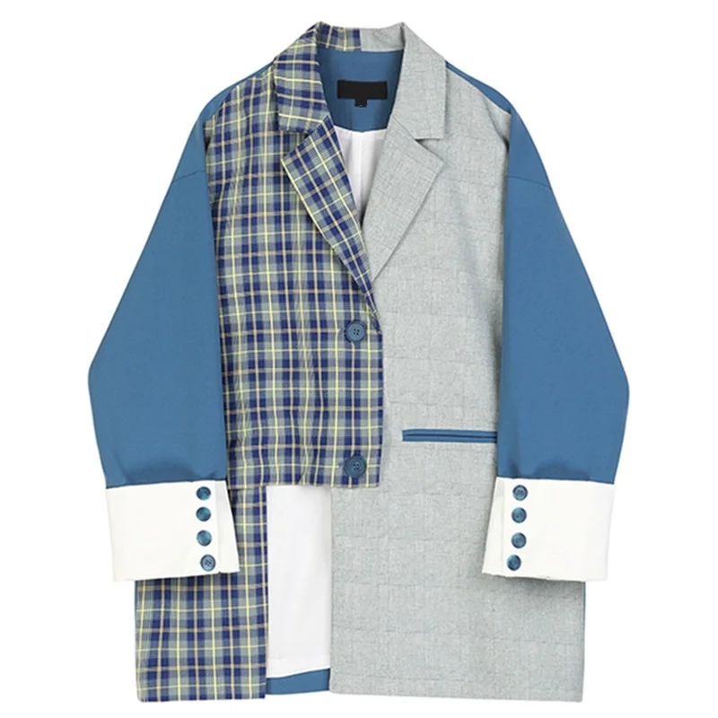 Fried Street irregular Plaid suit coat women's spring 2021 new relaxed niche design casual suit
Fried Street irregular Plaid suit coat women's spring 2021 new relaxed niche design casual suit