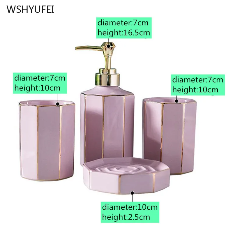 Ceramic Bathroom accessories set light luxury four-piece set outline in gold mouthwash cup Lotion bottle High-end wash Suit 
Ceramic Bathroom accessories set light luxury four-piece set outline in gold mouthwash cup Lotion bottle High-end wash Suit