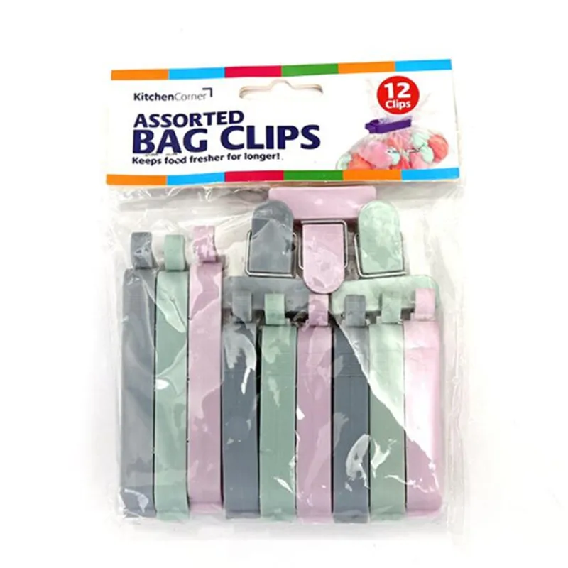 

12Pcs/set Plastic Bag Sealer Snack Fresh Food Storage Bag Clips Vacuum Sealer Clamp Kitchen Tool Home Food Close Clip Seal