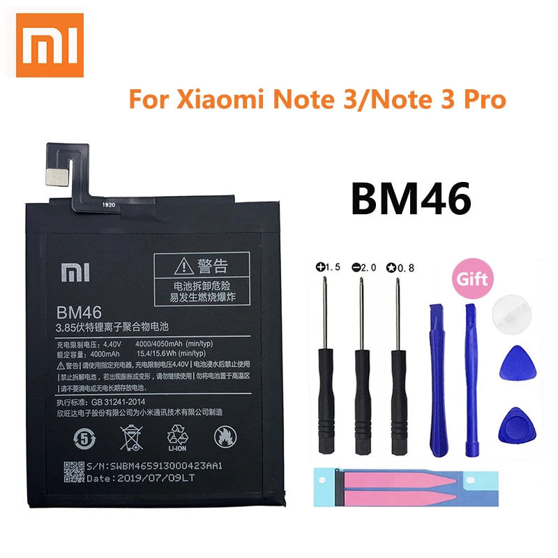 Xiao Mi 100% оригинал BM46 батарея для Xiaomi Redmi Note 3 Note3 Pro Prime Batterie 4000 мАч реальная емкость