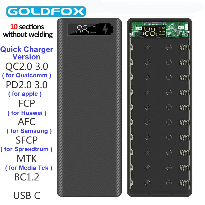 Welding Free 5/12V 10*18650 Battery Storage Box Dual USB Power Bank Case 18650 Battery Holder Box DIY Shell Case Quick Charge
Welding Free 5/12V 10*18650 Battery Storage Box Dual USB Power Bank Case 18650 Battery Holder Box DIY Shell Case Quick Charge