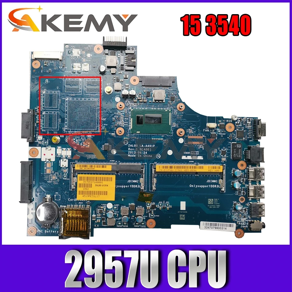 

Akemy Brand NEW LA-A491P FOR DELL Dell Latitude 15 3540 Laptop Motherboard Celeron 2957U CPU CN-0YKPHW YKPHW Mainboard 100%test