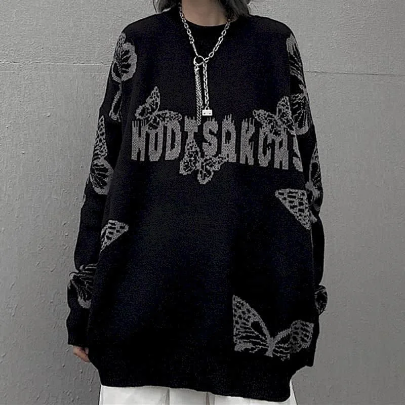 Trend Street Fashion Brand Dark Black Butterfly Letter Jacquard Net Red Pullover Knit Sweater for Men Oversized Vintage Clothes
Trend Street Fashion Brand Dark Black Butterfly Letter Jacquard Net Red Pullover Knit Sweater for Men Oversized Vintage Clothes
