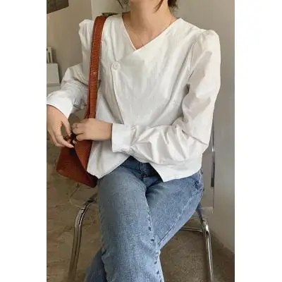 Genayooa Korean Style Womens Tops And Blouses Long Sleeve V Neck Solid Ladies Shirt Loose Vintage Irregular Top Mujer Autumn New
Genayooa Korean Style Womens Tops And Blouses Long Sleeve V Neck Solid Ladies Shirt Loose Vintage Irregular Top Mujer Autumn New