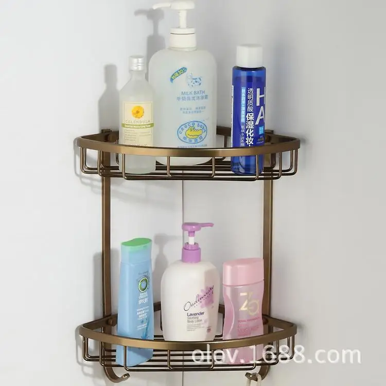 Antique Bronze Alumimum Double-Layer Bathroom Shelf with Hook Antique Bathroom Triangle Corner Storage Rack Wall Hanging
Antique Bronze Alumimum Double-Layer Bathroom Shelf with Hook Antique Bathroom Triangle Corner Storage Rack Wall Hanging