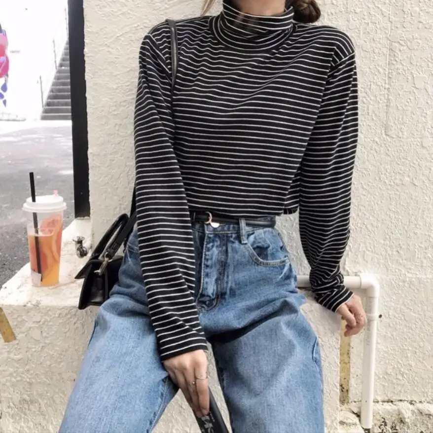 LISCN Striped High-Neck Bottoming Shirt Women's Autumn Plus Velvet New Self-Cultivation Was Thin Style Long-Sleeved T-Shirt
LISCN Striped High-Neck Bottoming Shirt Women's Autumn Plus Velvet New Self-Cultivation Was Thin Style Long-Sleeved T-Shirt