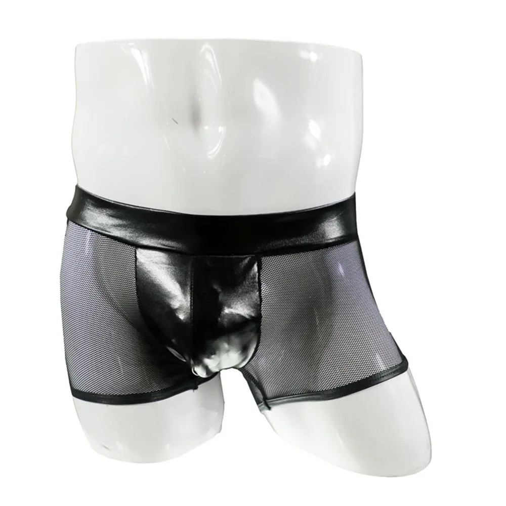 Mens Sexy Faux Leather Black Mesh Nightclub Boxer Briefs Boxershorts Men Underwear Shorts U Convex Pouch Porno Boxers Panties
Mens Sexy Faux Leather Black Mesh Nightclub Boxer Briefs Boxershorts Men Underwear Shorts U Convex Pouch Porno Boxers Panties