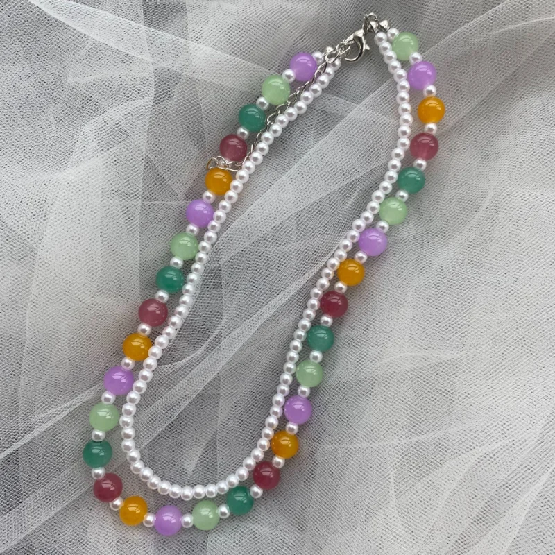 Color Necklace Bohemian Beach Wind Natural Freshwater Pearl Rainbow Glass Necklace Female Necklace for Women Pearl Necklace 
Color Necklace Bohemian Beach Wind Natural Freshwater Pearl Rainbow Glass Necklace Female Necklace for Women Pearl Necklace