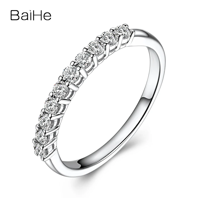BAIHE чистое 14k белое золото SI/H натуральное кольцо с бриллиантами для мужчин и