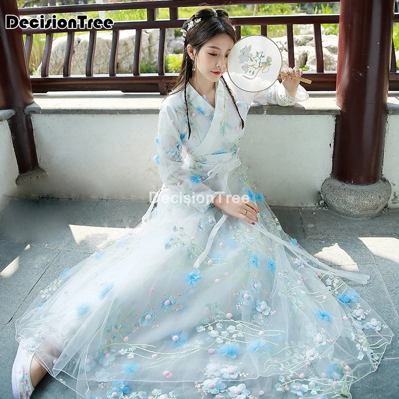 

2021 женский Традиционный китайский народный костюм hanfu, Одежда для танцев для девочек, Женская сказочная одежда для костюмированной вечерин...