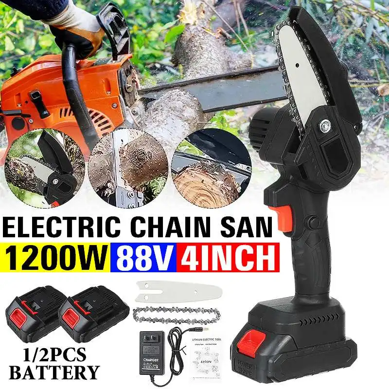 1200W 4 Inch Electric Chain Saw Pruning ChainSaw Cordless Garden Tree Logging Trimming Saw Woodworking Cutter Tool With Battery
1200W 4 Inch Electric Chain Saw Pruning ChainSaw Cordless Garden Tree Logging Trimming Saw Woodworking Cutter Tool With Battery
