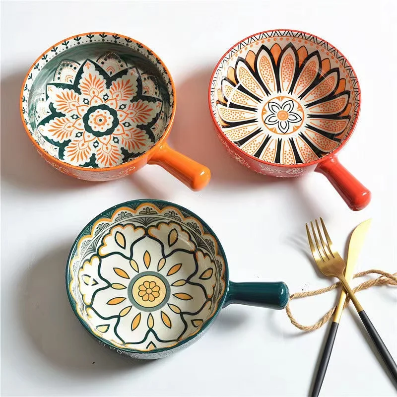 Bohemian Ceramic Single Handle Bowl Hand-Painted Tableware Dish Home Food Bakeware Baking Bowl Restaurant Kitchen Decoration
Bohemian Ceramic Single Handle Bowl Hand-Painted Tableware Dish Home Food Bakeware Baking Bowl Restaurant Kitchen Decoration