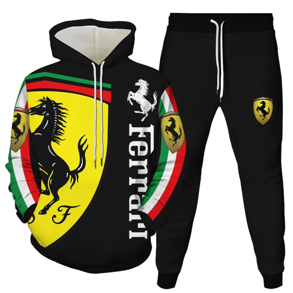 2021 Spring Men's Sweatshirt Pullover Hoodie + Pants Two-piece Ferrari Logo Print Sportswear Men's Sportswear Workout Clothes
2021 Spring Men's Sweatshirt Pullover Hoodie + Pants Two-piece Ferrari Logo Print Sportswear Men's Sportswear Workout Clothes