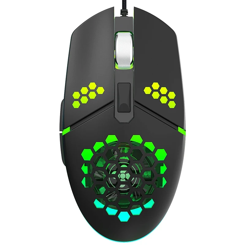 New USB Wired Game Mouse Computer RGB Luminous Macro Program Cable TV Bidding Mouse Fan Cooling For PC