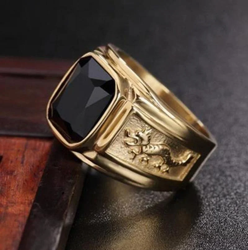 Luxury Punk Vintage Engraved Dragon Gold Color Big Black Square AAA CZ Stone Wedding Ring for Men Retro Jewelry
Luxury Punk Vintage Engraved Dragon Gold Color Big Black Square AAA CZ Stone Wedding Ring for Men Retro Jewelry