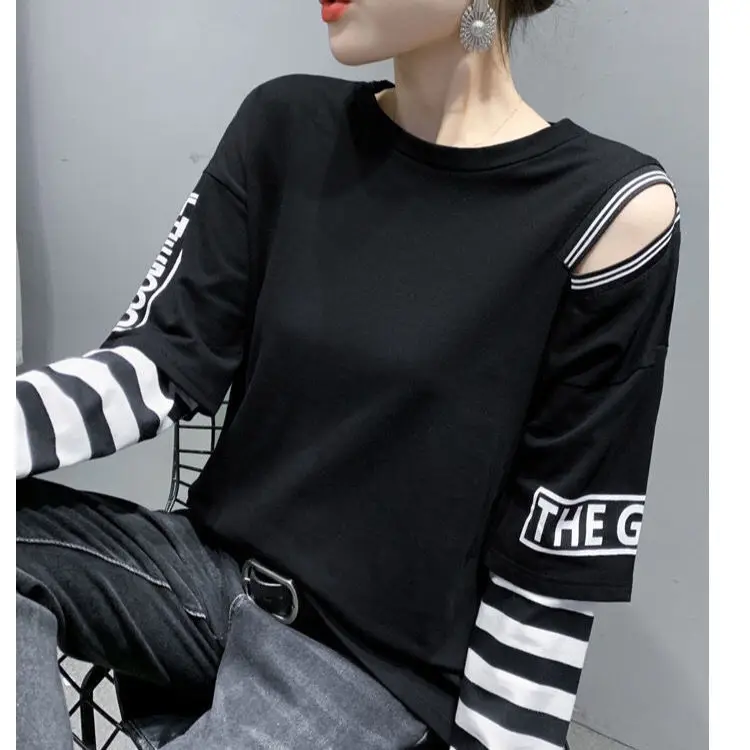 Long-sleeved T-shirt Women's 2021 Spring and Autumn New Style Korean Loose Stitching Fake Two Pieces
Long-sleeved T-shirt Women's 2021 Spring and Autumn New Style Korean Loose Stitching Fake Two Pieces
