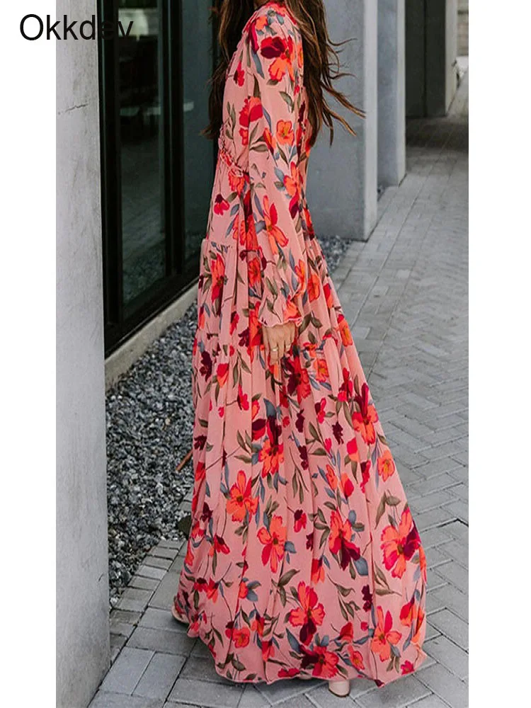 2021 Spring Summer Flower Print Chiffon Long Women Dress V-Neck Sweet Ruffle Long Sleeve Sexy Beach Party Dresses Femme Vestidos
2021 Spring Summer Flower Print Chiffon Long Women Dress V-Neck Sweet Ruffle Long Sleeve Sexy Beach Party Dresses Femme Vestidos