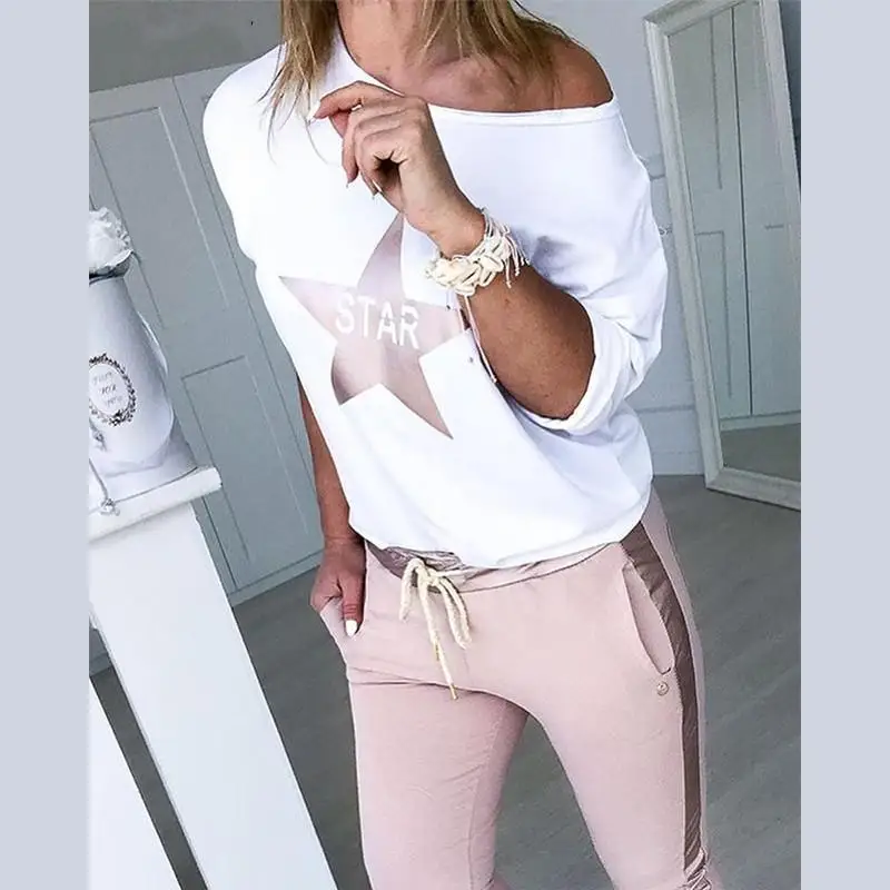 Women's 2020 Star Letter Printing Leisure Suit Women Casual Plus Size Tops Skinny Pants Two Piece Tracksuit 2 Piece Set
Women's 2020 Star Letter Printing Leisure Suit Women Casual Plus Size Tops Skinny Pants Two Piece Tracksuit 2 Piece Set
